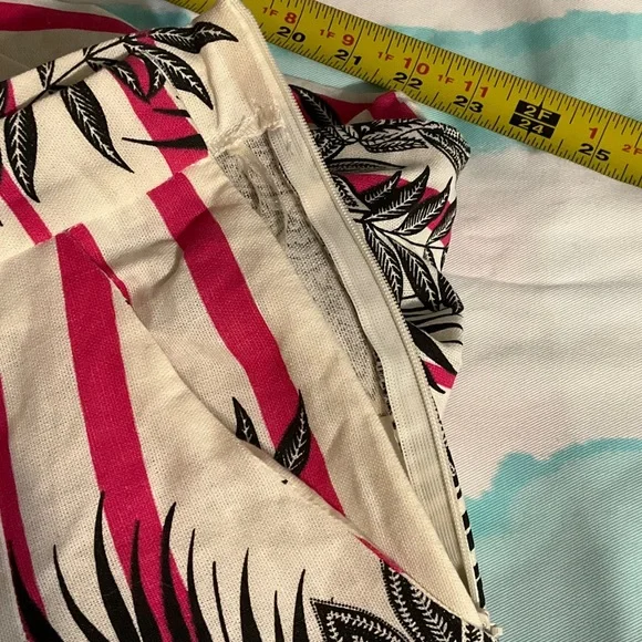 High-Rise Wide Leg Tropical Stripe Pants in Pink/White - Picture 13 of 16